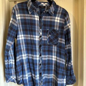 Blue Flannel with Designed Back